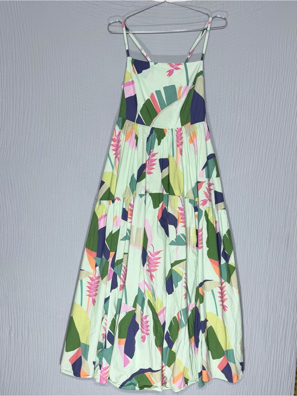 FARM Rio | Mint Green Multi-Color Bow-Back Midi Dress | 100% COTTON | size S - Picture 4 of 10